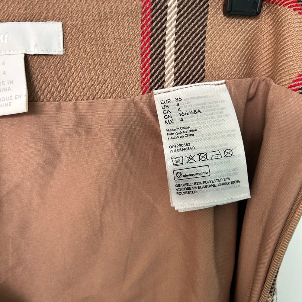 H&M Tan and Red Plaid Pencil Skirt - Picture 5 of 6